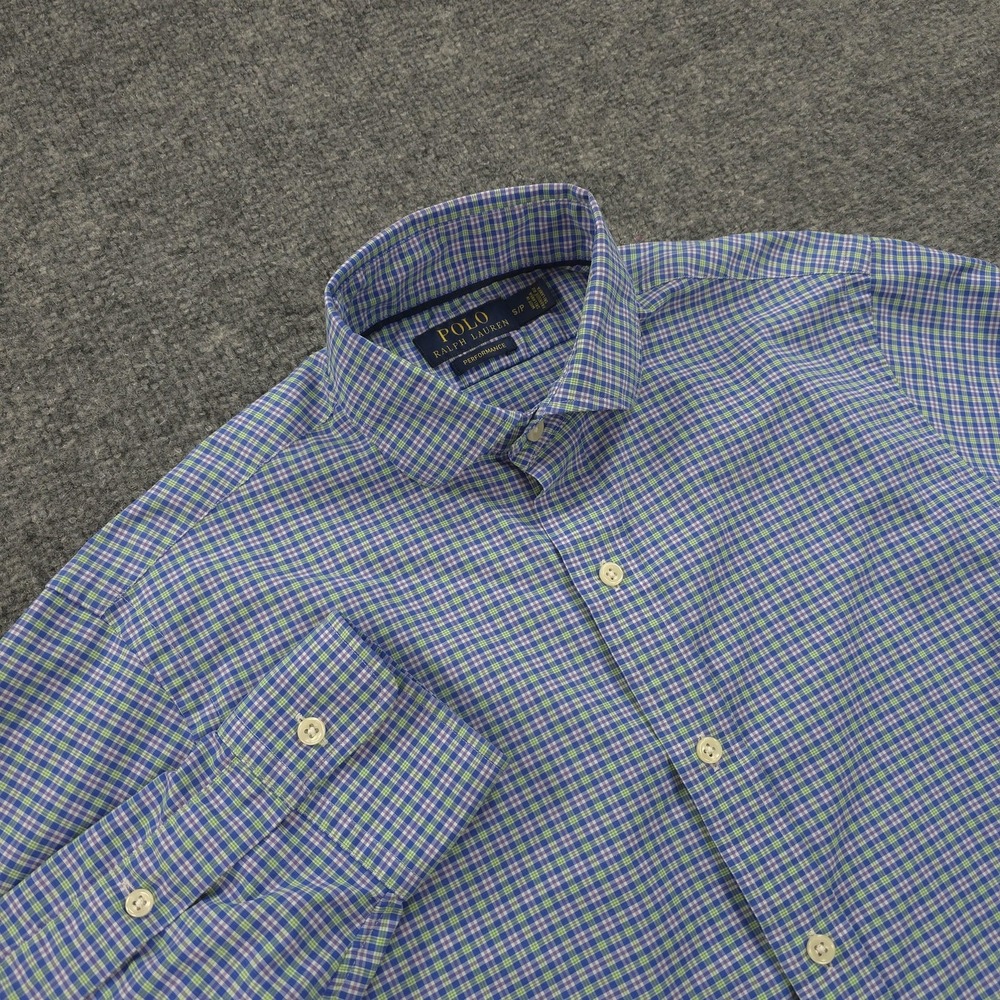 Polo Ralph Lauren Shirt Mens Small Blue Green Check Performance‎ Golf Preppy
